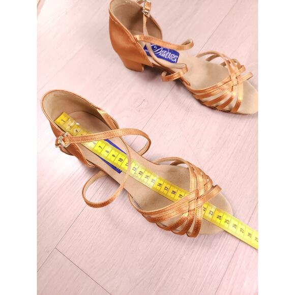 Dance America Latin Ballroom Dance Shoes Bronze Satin Low Heel US 7–7.5 main image 9